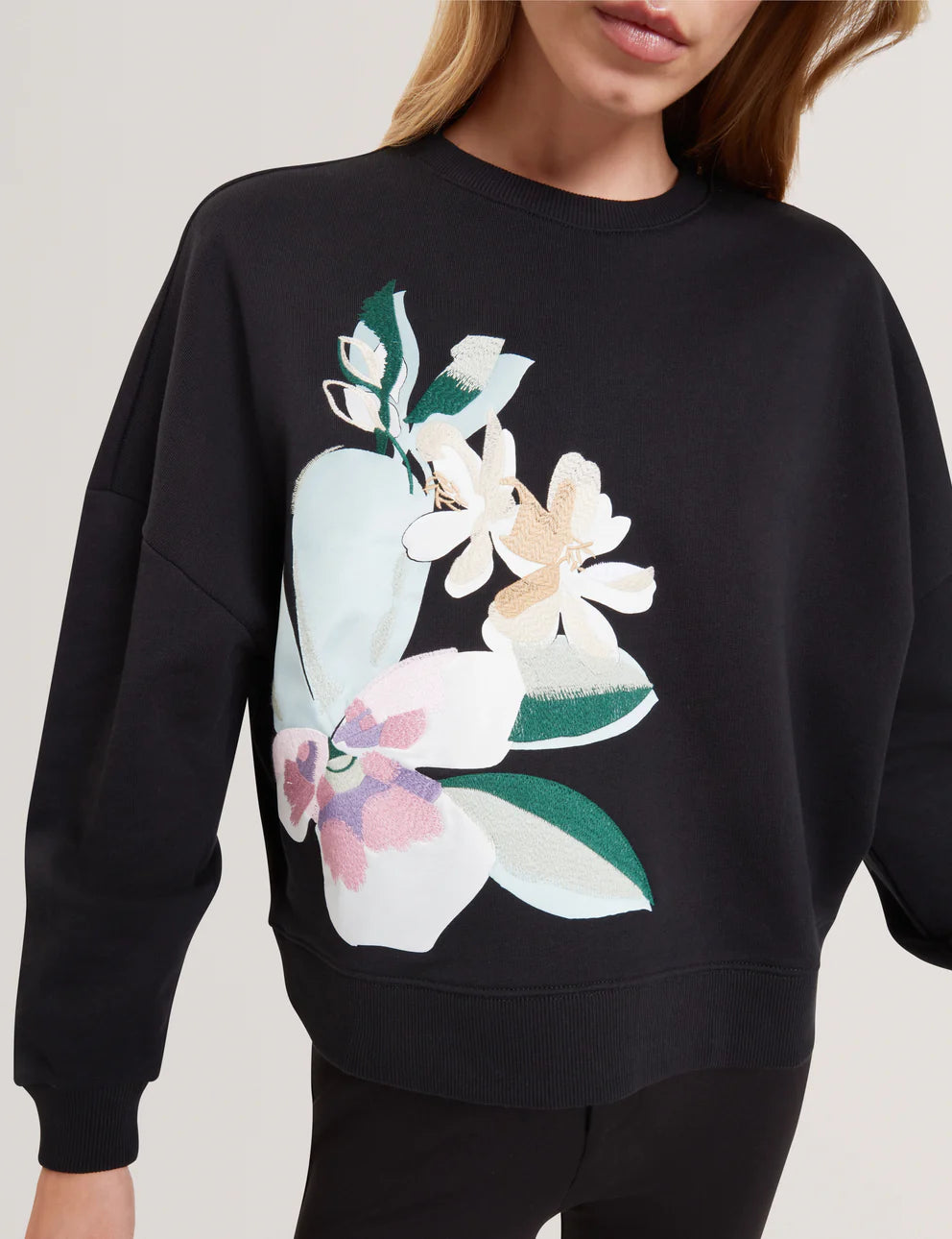 Ted Baker Brookla Printed Embroidered Sweatshirt | Black