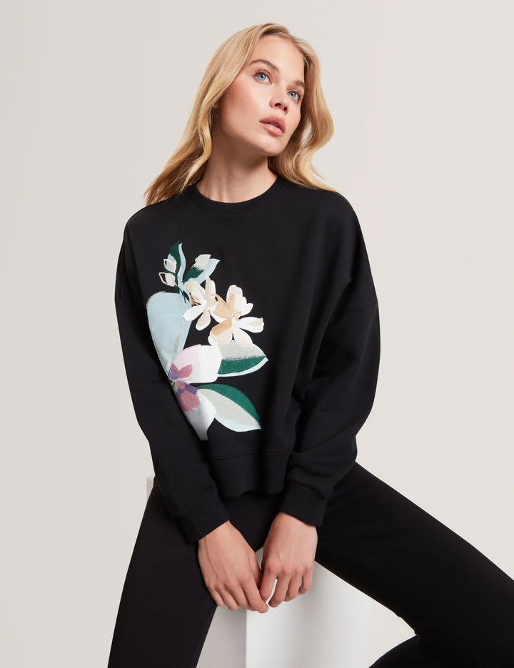 Ted Baker Brookla Printed Embroidered Sweatshirt | Black