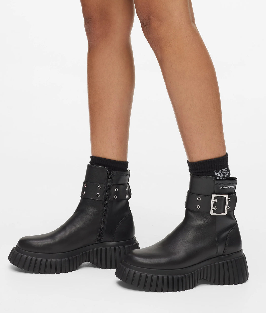 Karl Lagerfeld Kreeper Mid Calf Wedge Women's Boots | Black