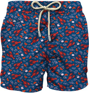 MC2 Saint Barth Lightweight Fabric Swim Shorts Lighting | Navy/Red