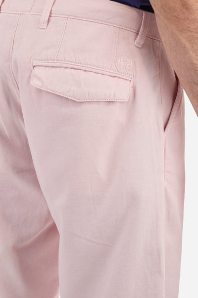 La Martina Regular Fit Bermuda Shorts in Cotton and Linen Canvas – Vics | Pink