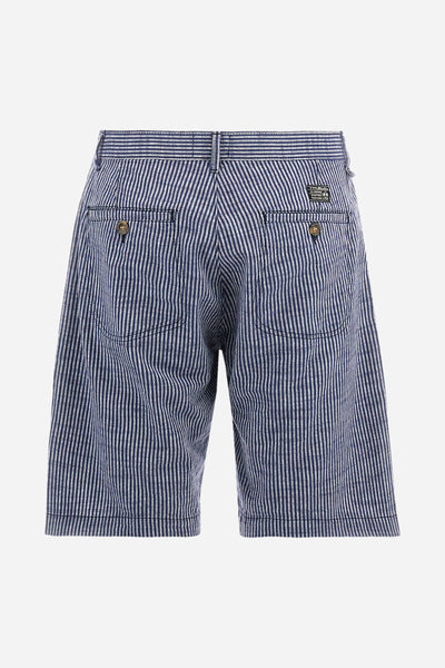 La Martina Regular Fit Bermuda Shorts in Cotton and Linen Canvas – Adail | Navy/White