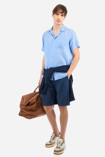 La Martina Regular Fit Linen Canvas Shirt – Varoun | Light Blue