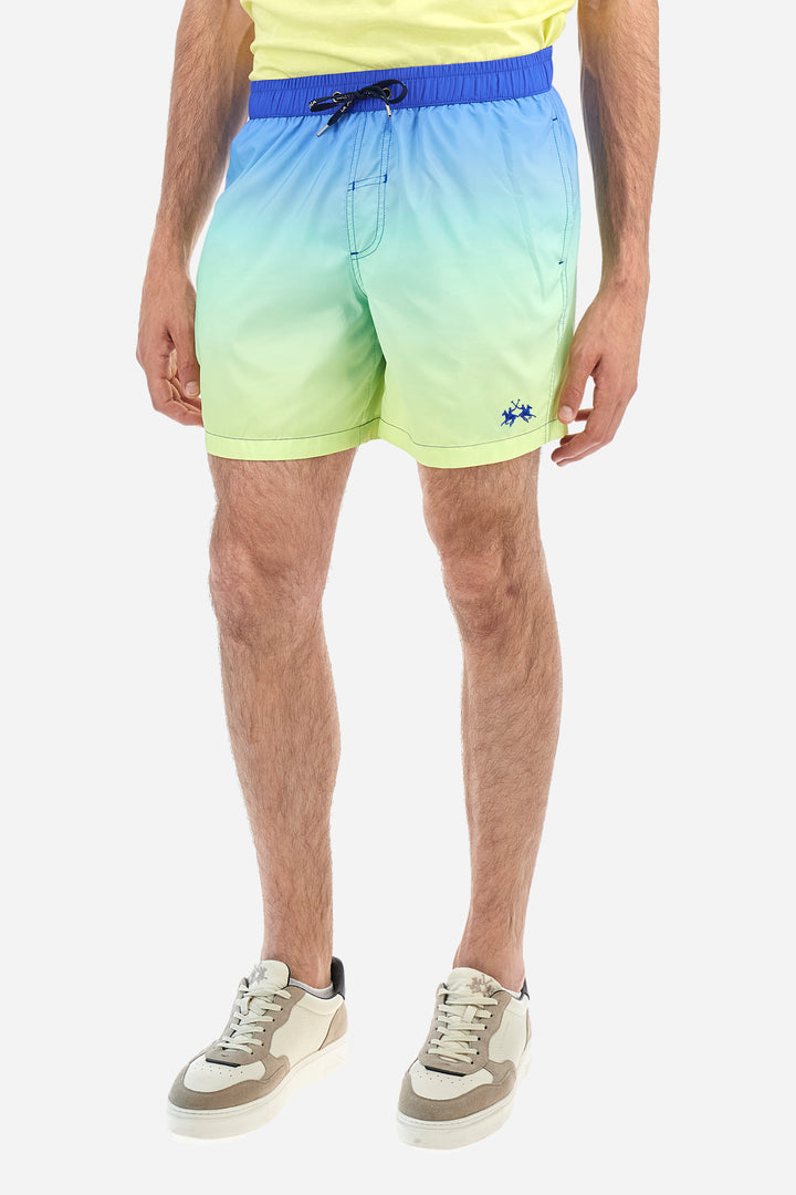 La Martina Regular Fit Nylon Swimsuit - Alfie | Aqua/Yellow