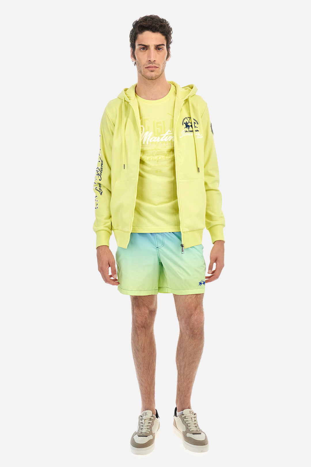La Martina Regular Fit Nylon Swimsuit - Alfie | Aqua/Yellow