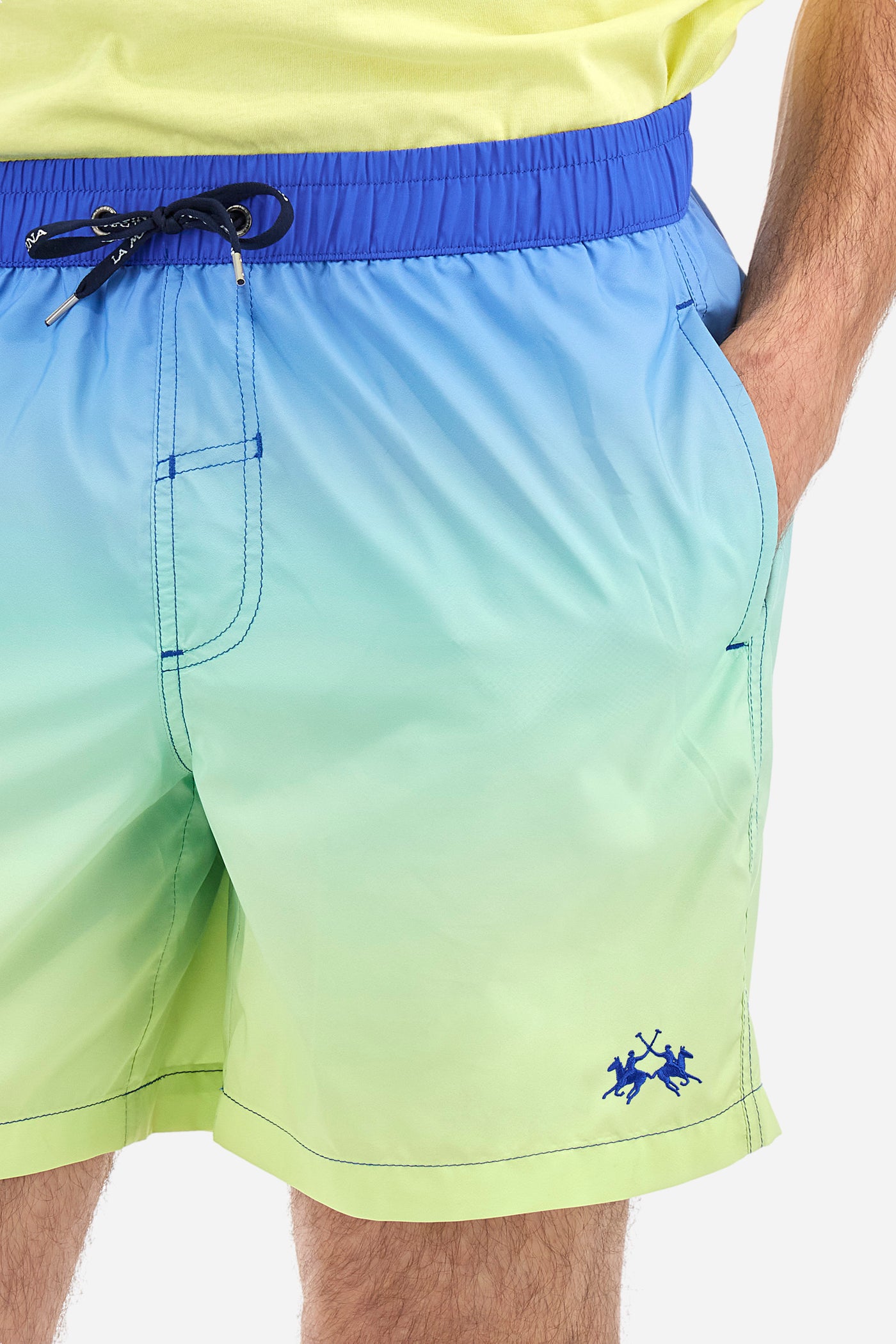 La Martina Regular Fit Nylon Swimsuit - Alfie | Aqua/Yellow
