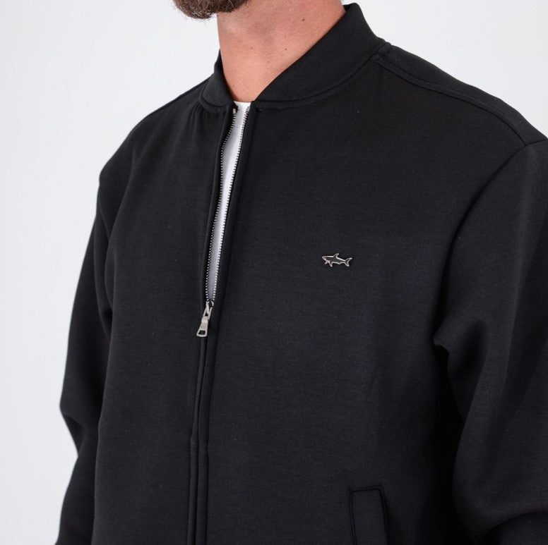 Paul & Shark Metal Shark Tech Fleece Full Zip Sweatshirt | Black