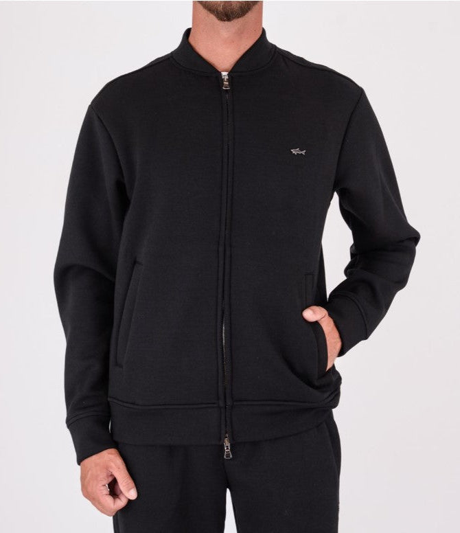 Paul & Shark Metal Shark Tech Fleece Full Zip Sweatshirt | Black