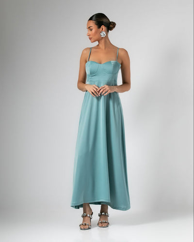 Never Needy Maxi Satin Dress | Light Mint