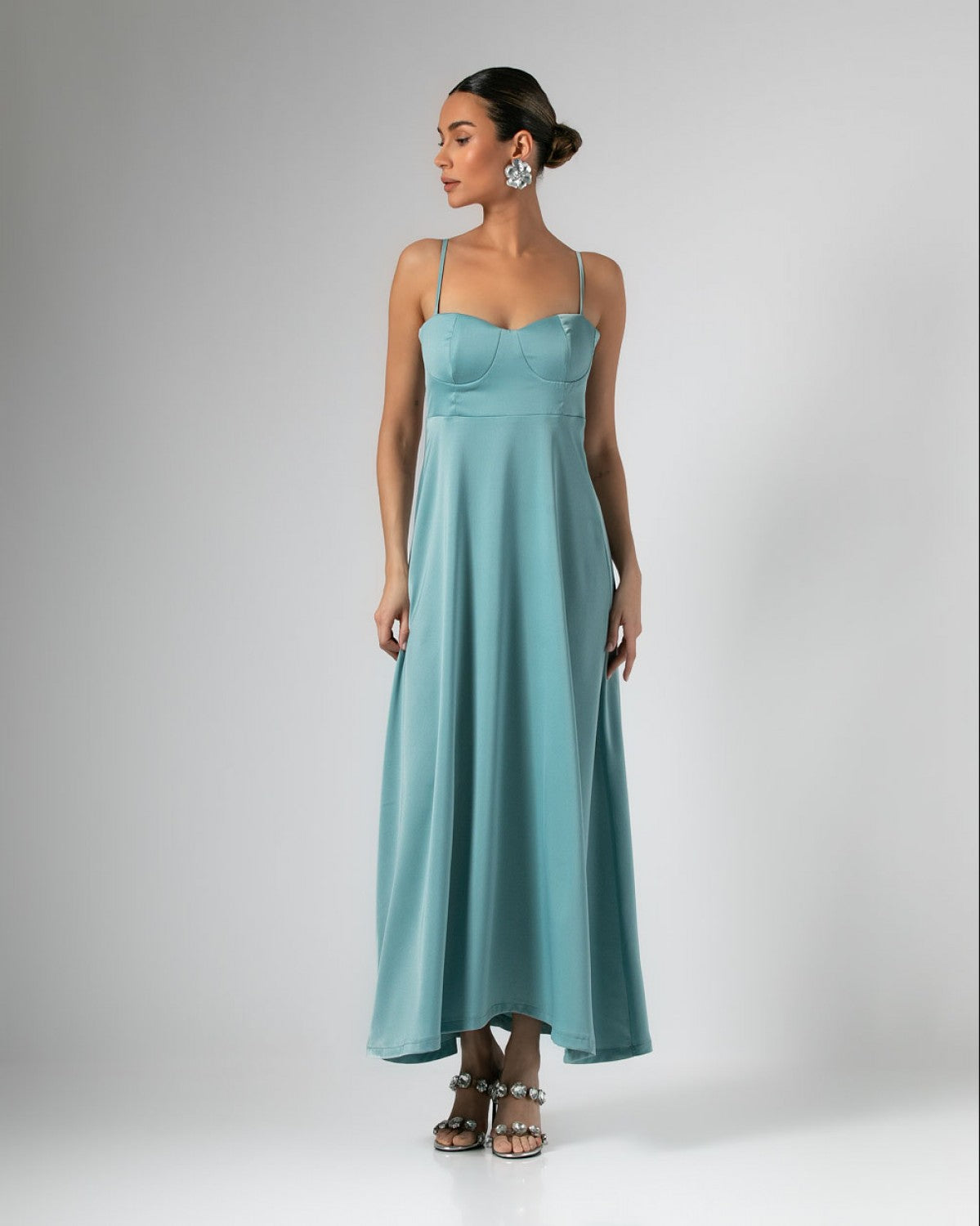 Never Needy Maxi Satin Dress | Light Mint