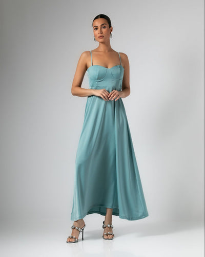 Never Needy Maxi Satin Dress | Light Mint
