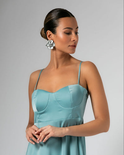 Never Needy Maxi Satin Dress | Light Mint