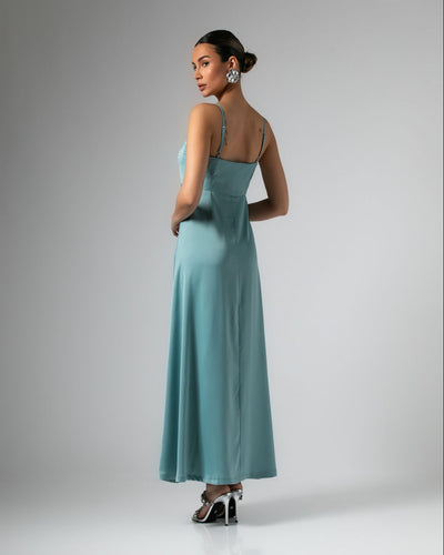 Never Needy Maxi Satin Dress | Light Mint