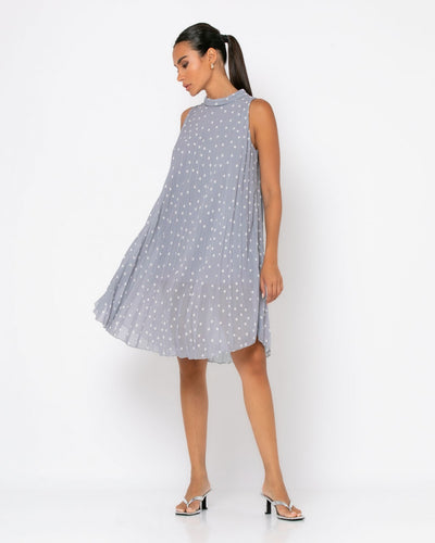 Never Needy Sleeveless Midi Dress | Grey/White