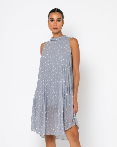 Never Needy Sleeveless Midi Dress | Grey/White