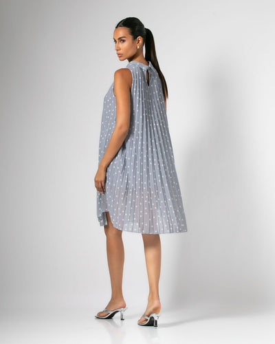 Never Needy Sleeveless Midi Dress | Grey/White