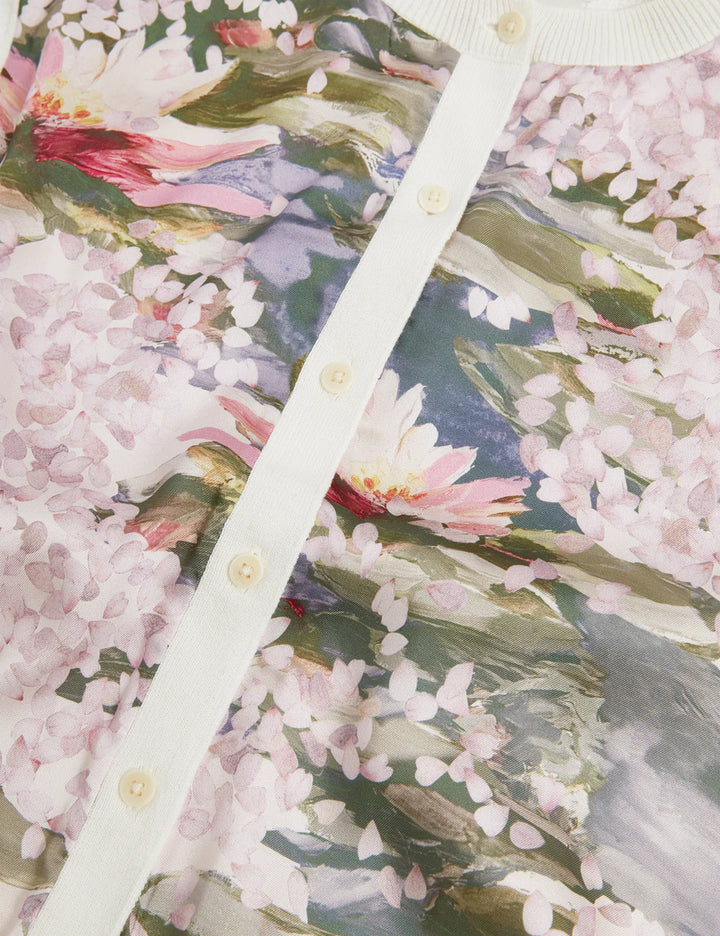 Ted Baker Sisilla Printed Woven Front Cardigan | Ivory