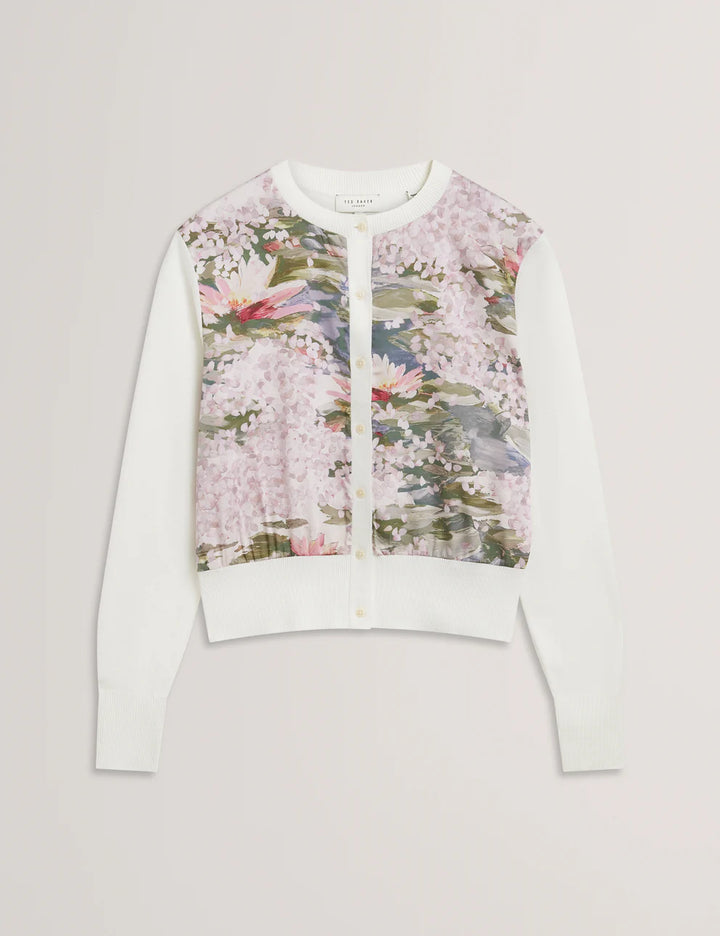 Ted Baker Sisilla Printed Woven Front Cardigan | Ivory
