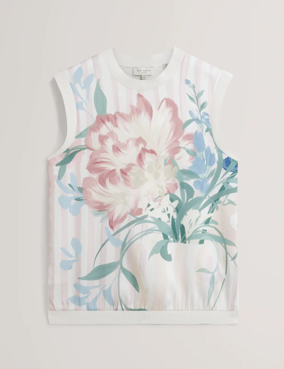 Ted Baker Floral Printed Front Knit Tank Top | Multi Pink