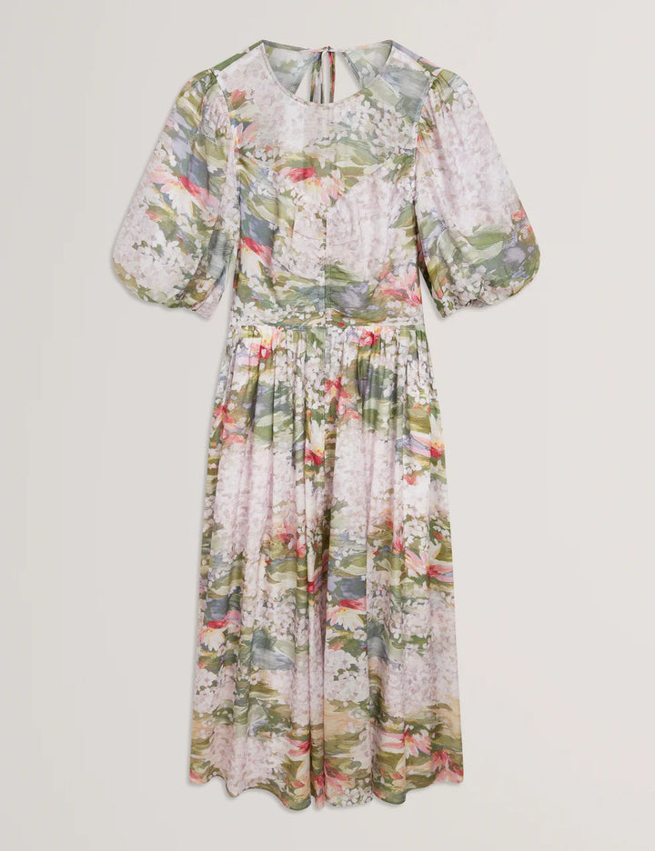 Ted Baker Jonora Puff Floral Midi Dress | Multi Pink