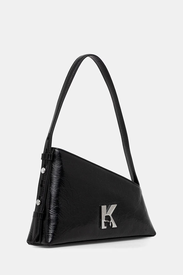 Karl Lagerfeld Leather Shiny Shoulder Bag | Black