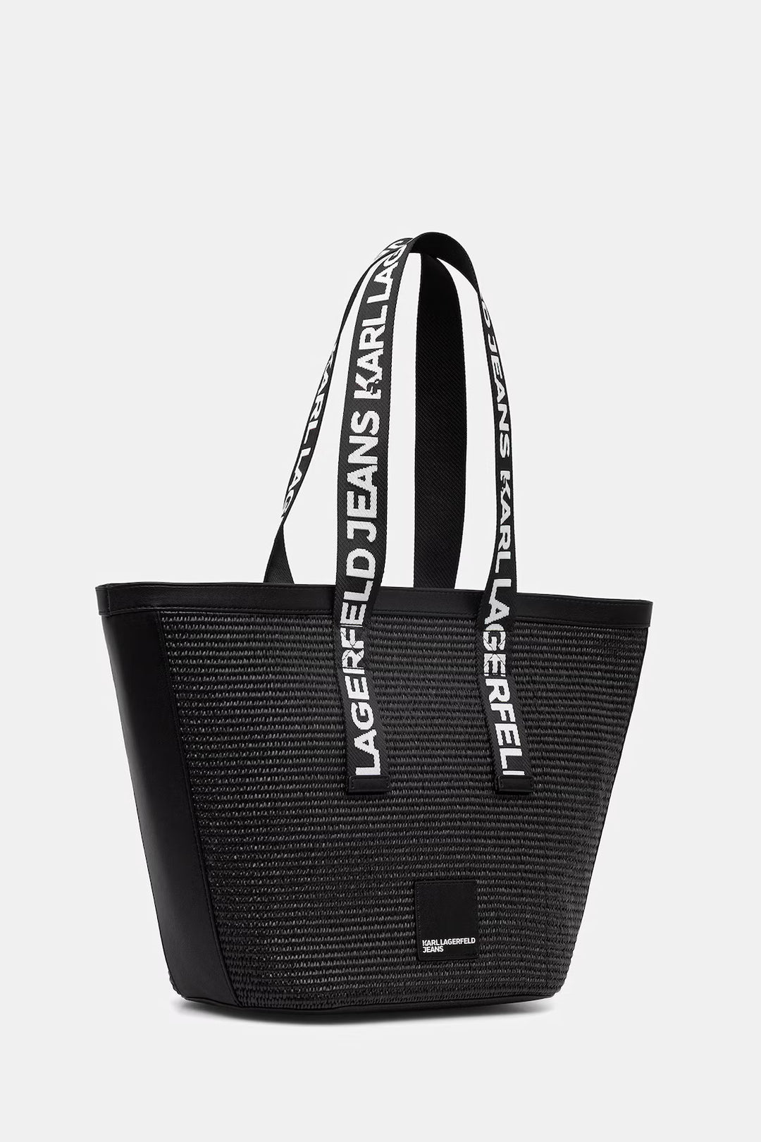 Karl Lagerfeld Box Logo Raffia Shopper Bag | Black