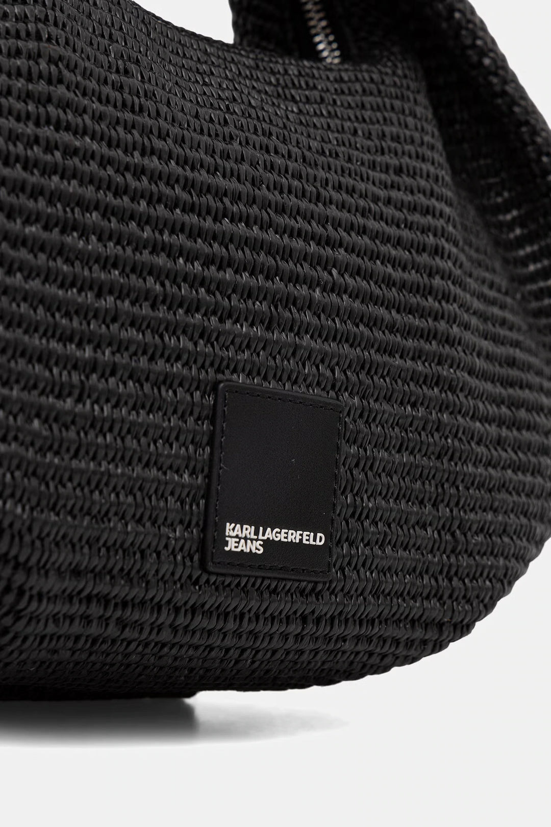 Karl Lagerfeld Box Logo Raffia Hobo Bag | Black