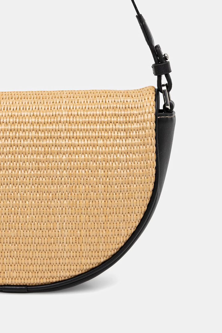 Karl Lagerfeld Box Logo Raffia Saddle Bag | Natural