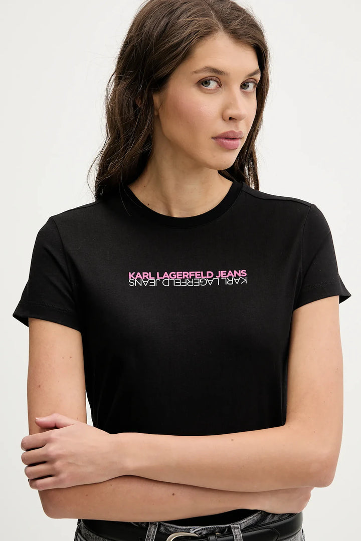 Karl Lagerfeld Slim Fit Reflection Women's T-shirt | Black