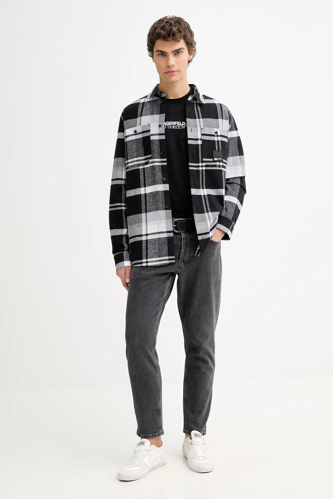 Karl Lagerfeld Slim Fit Reflection Men's T-shirt | Black