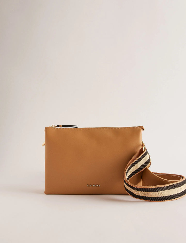 Ted Baker Darceyy Leather Crossbody Bag With Webbing Strap | Taupe