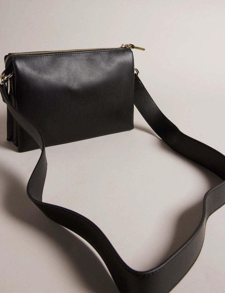 Ted Baker Darceyy Leather Crossbody Bag With Webbing Strap | Jet Black