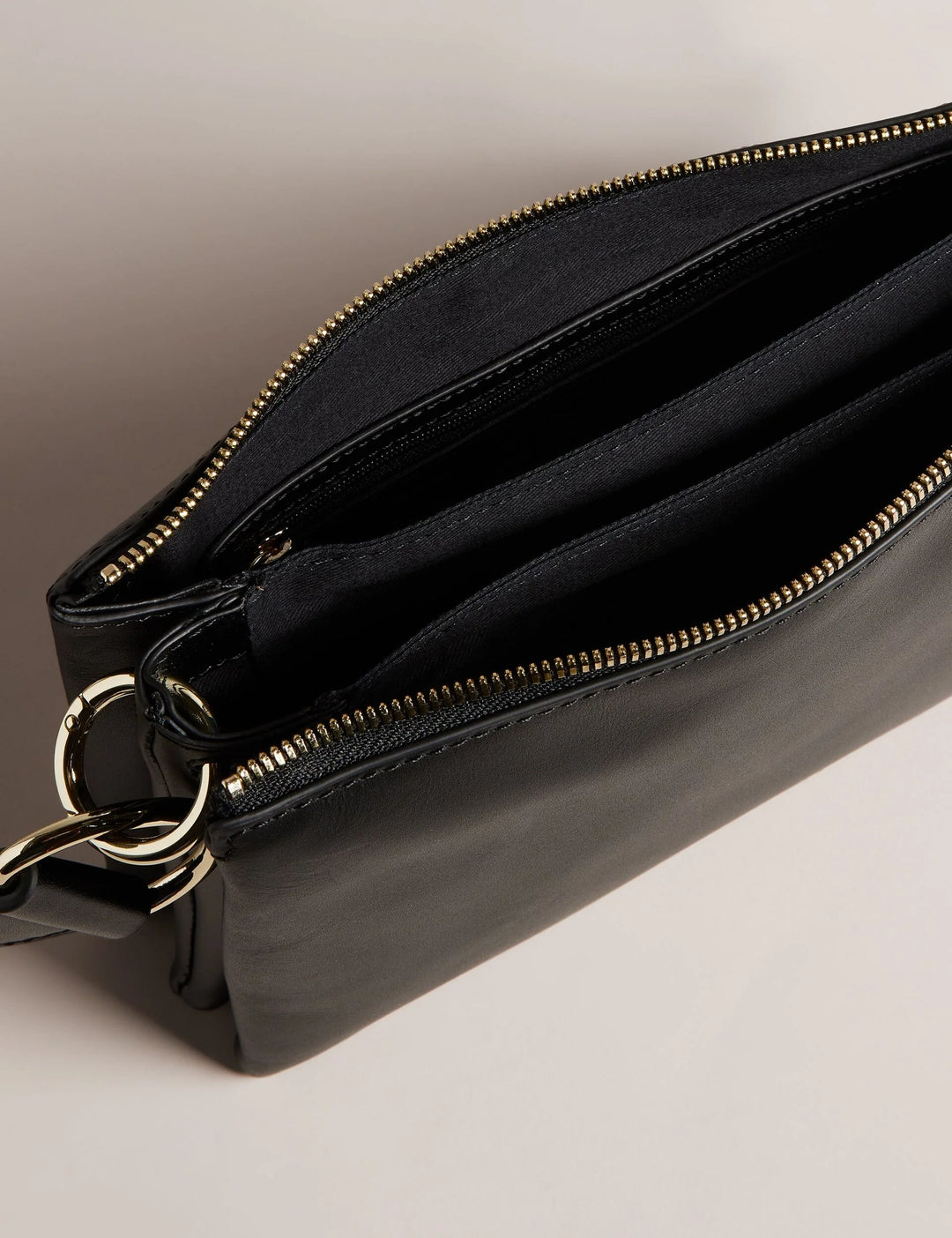 Ted Baker Darceyy Leather Crossbody Bag With Webbing Strap | Jet Black
