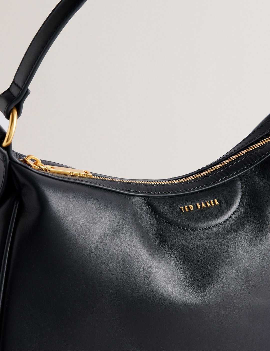 Ted Baker Esiah Leather Hobo Bag With Webbing Strap | Black