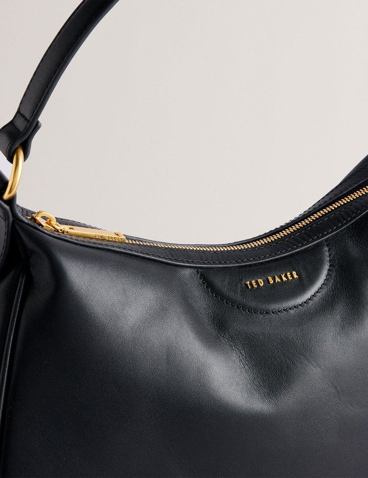 Ted Baker Esiah Leather Hobo Bag With Webbing Strap | Black