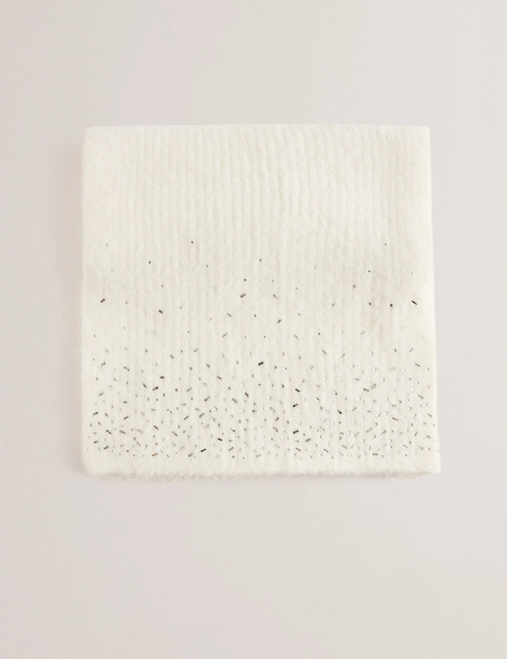 Ted Baker Scattered Rhinestone Knitted Scarf | Cream