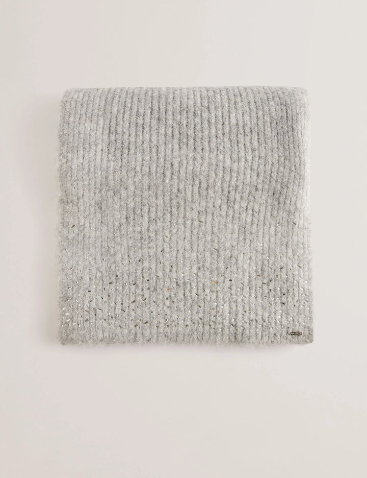 Ted Baker Scattered Rhinestone Knitted Scarf | Grey