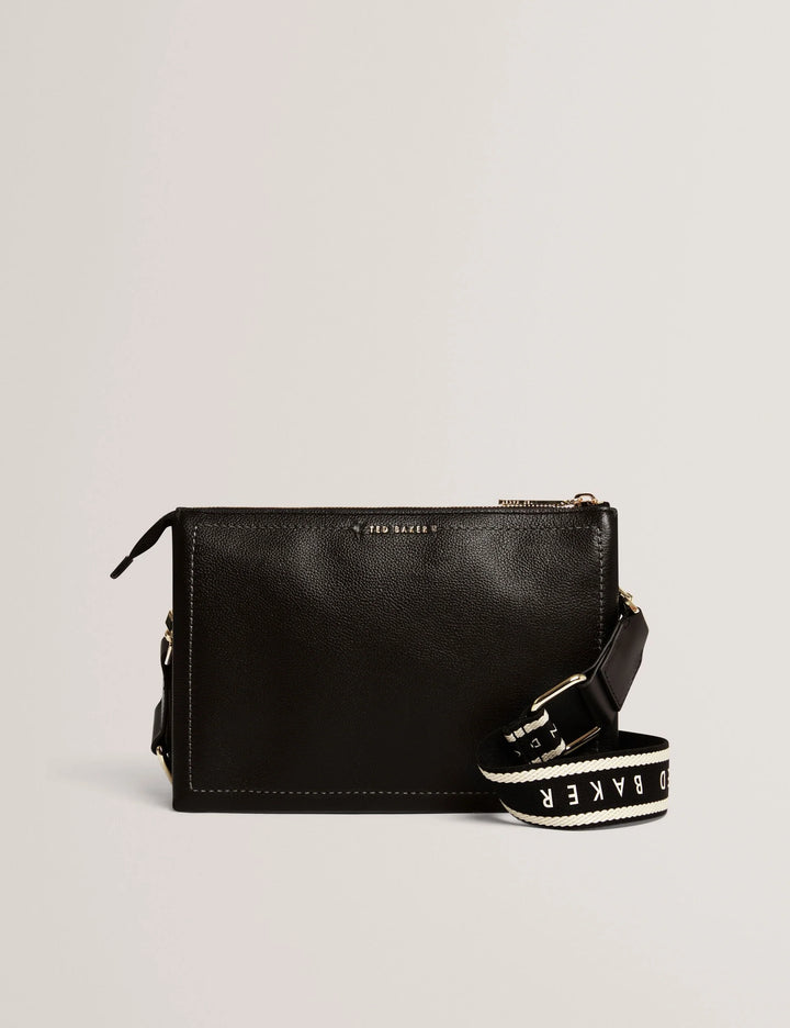 Ted Baker Webbing Strap Leather Crossbody Bag | Black