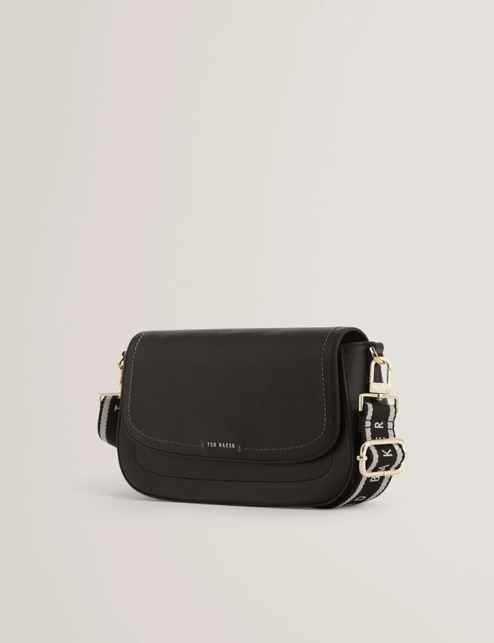 Ted Baker Webbing Leather Baguette Crossbody Bag | Black