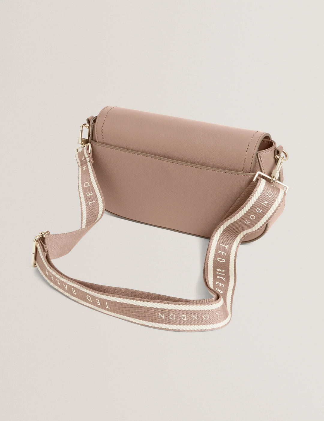 Ted Baker Webbing Leather Baguette Crossbody Bag | Taupe