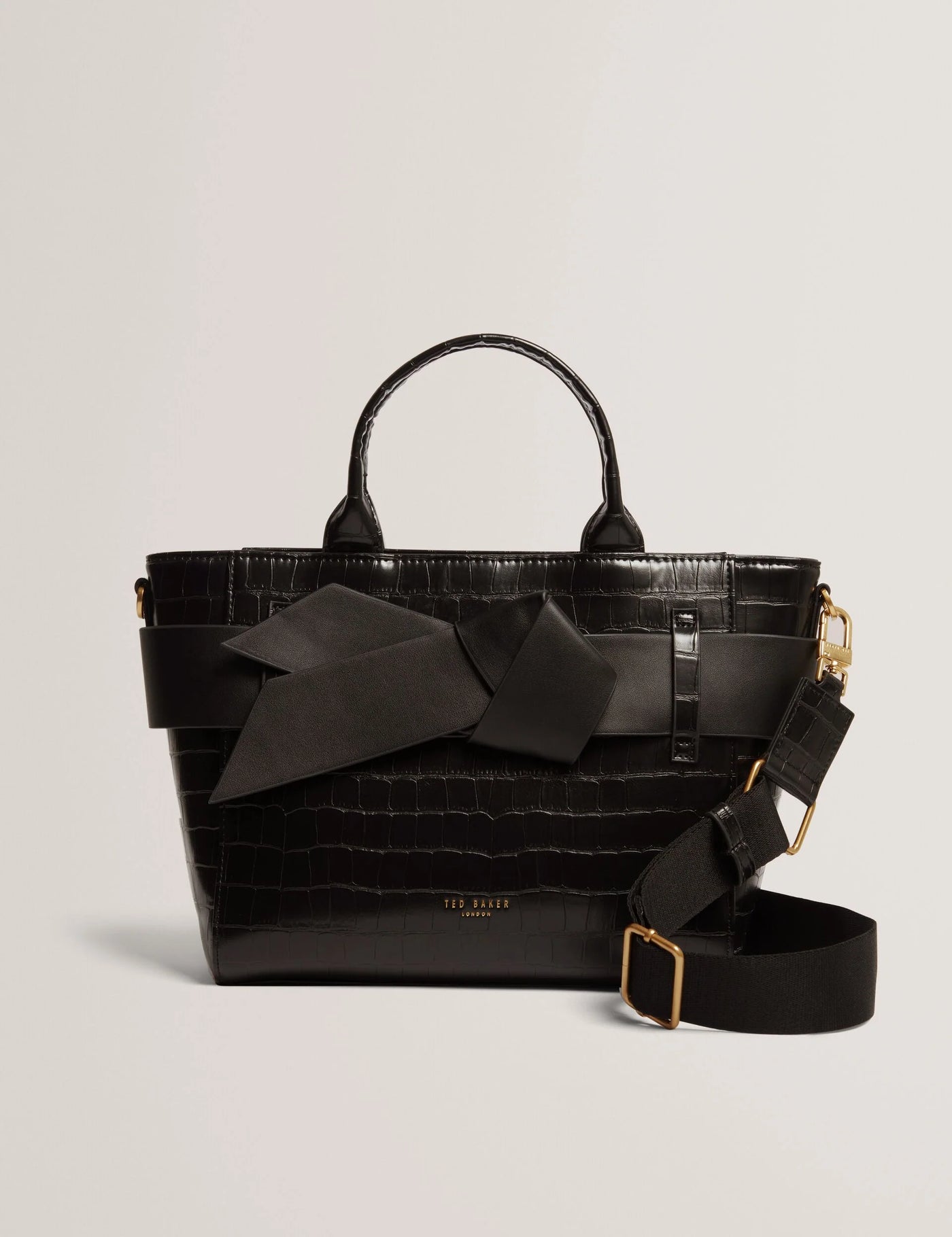 Ted Baker Jjosia Croc Bow Detail Crossbody Tote Bag | Black
