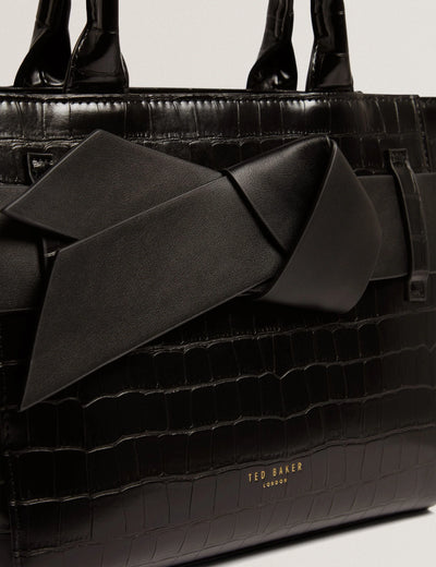 Ted Baker Jjosia Croc Bow Detail Crossbody Tote Bag | Black