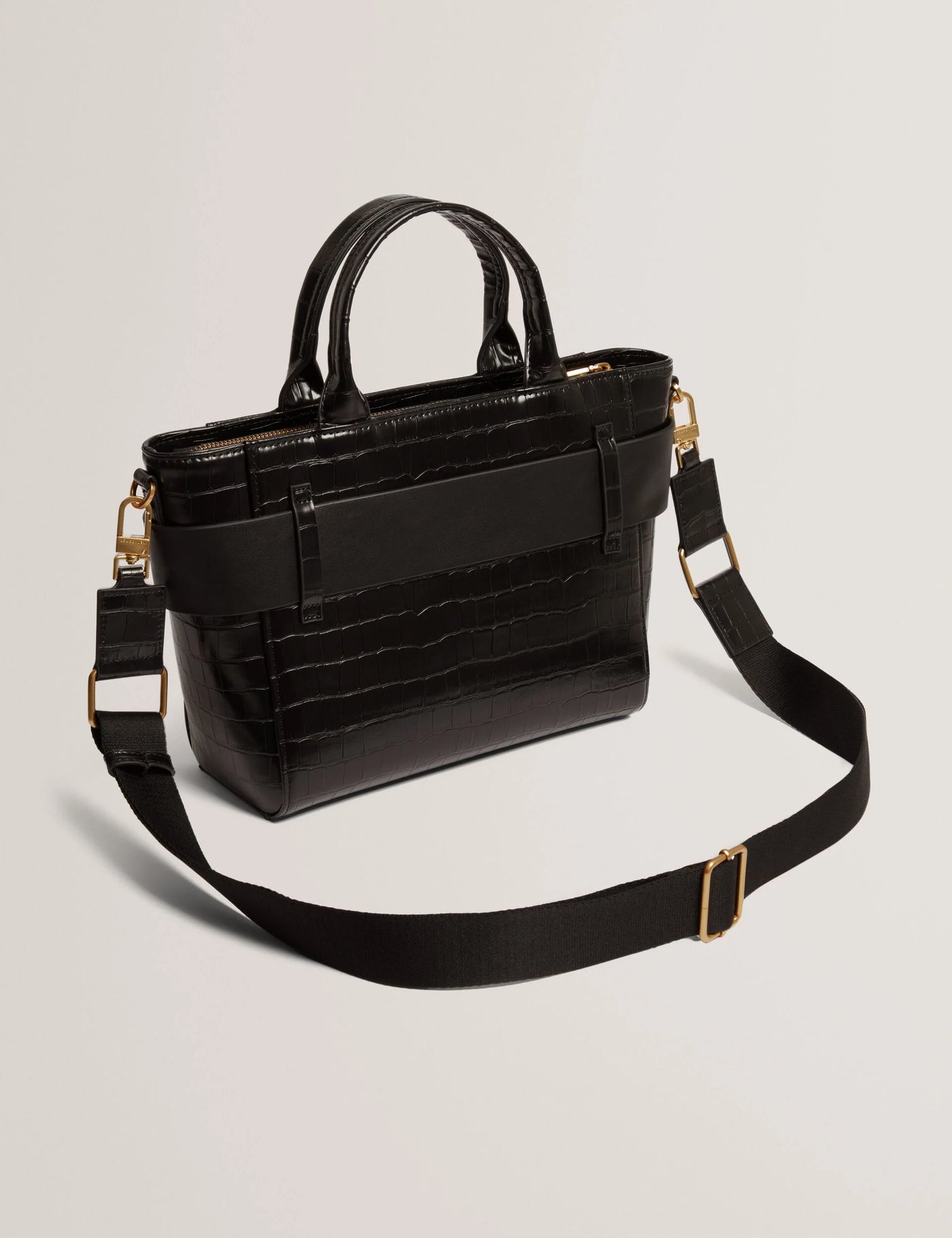 Ted Baker Jjosia Croc Bow Detail Crossbody Tote Bag | Black