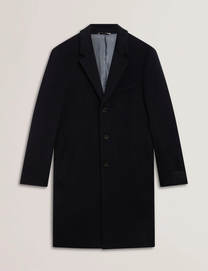 Ted Baker Alerton Slim Fit Wool Rich City Overcoat | Navy