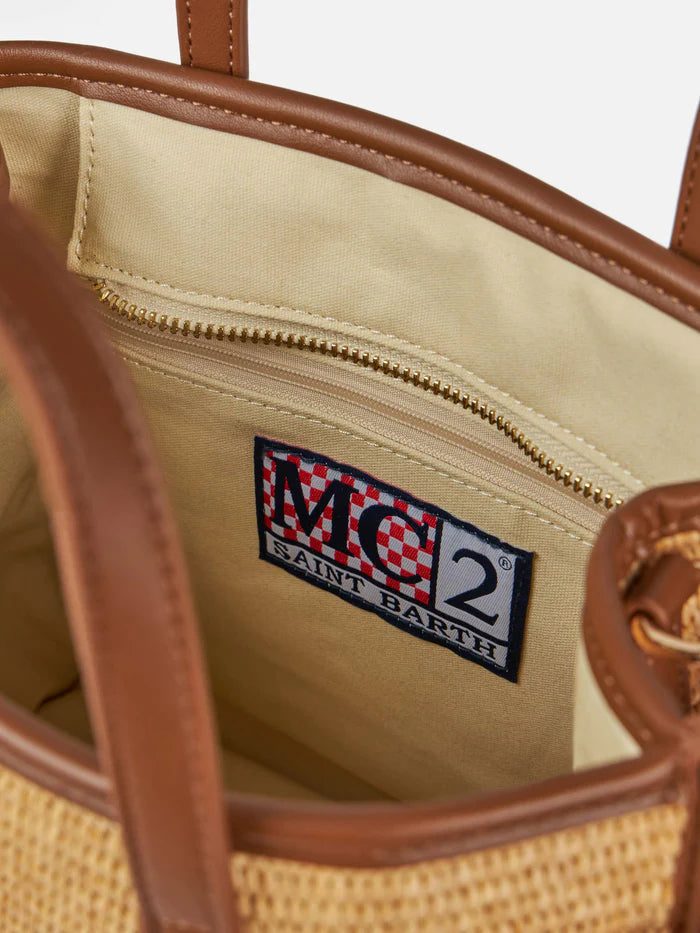 MC2 Saint Barth Midi Vivian Straw Handbag | Beige/Tan