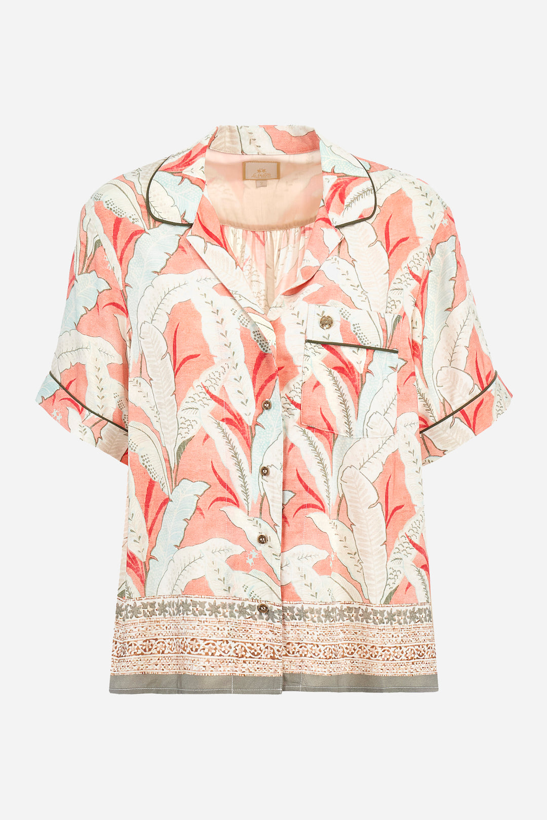 La Martina Regular Fit Viscose Twill Short-sleeve Shirt - Adelle | Spiced Coral