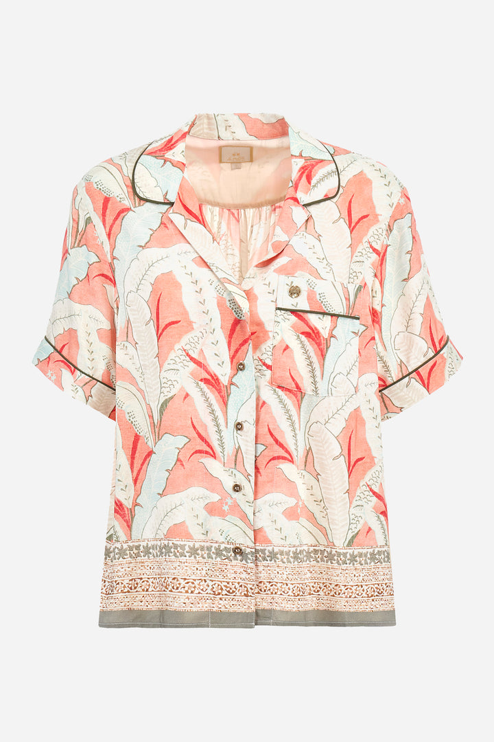 La Martina Regular Fit Viscose Twill Short-sleeve Shirt - Adelle | Spiced Coral