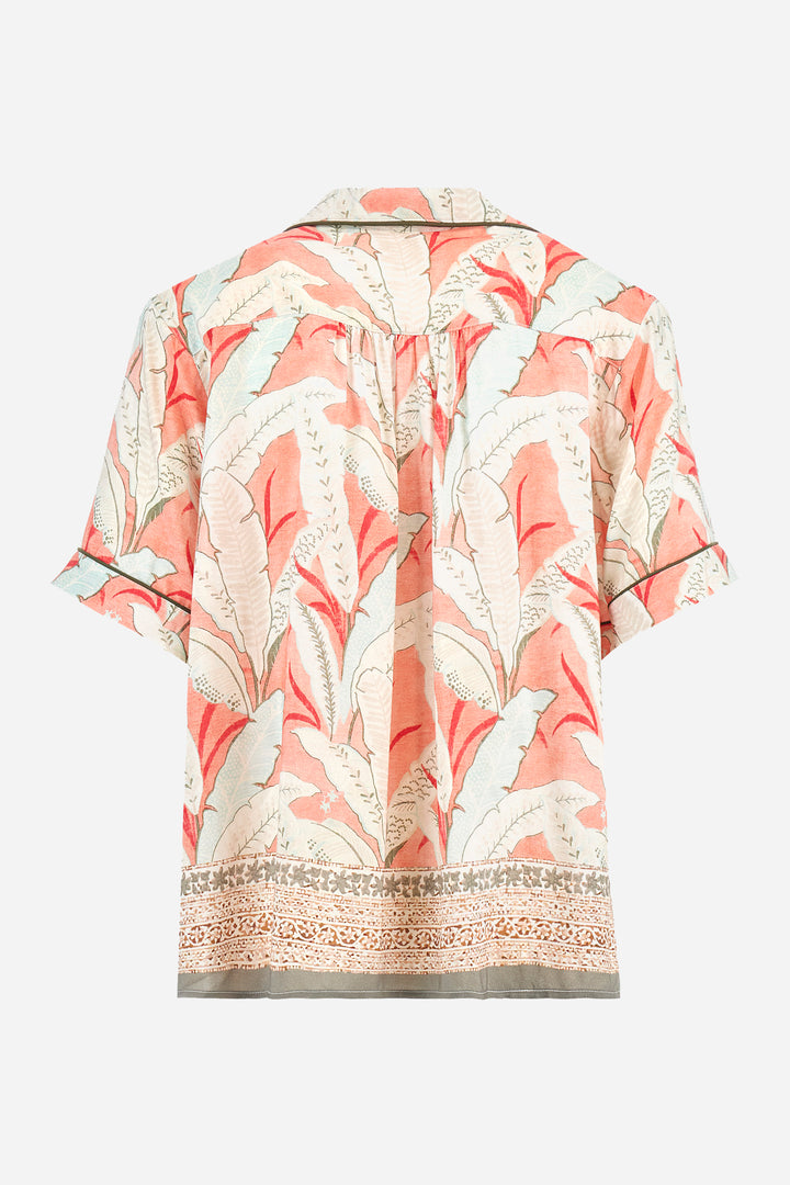 La Martina Regular Fit Viscose Twill Short-sleeve Shirt - Adelle | Spiced Coral