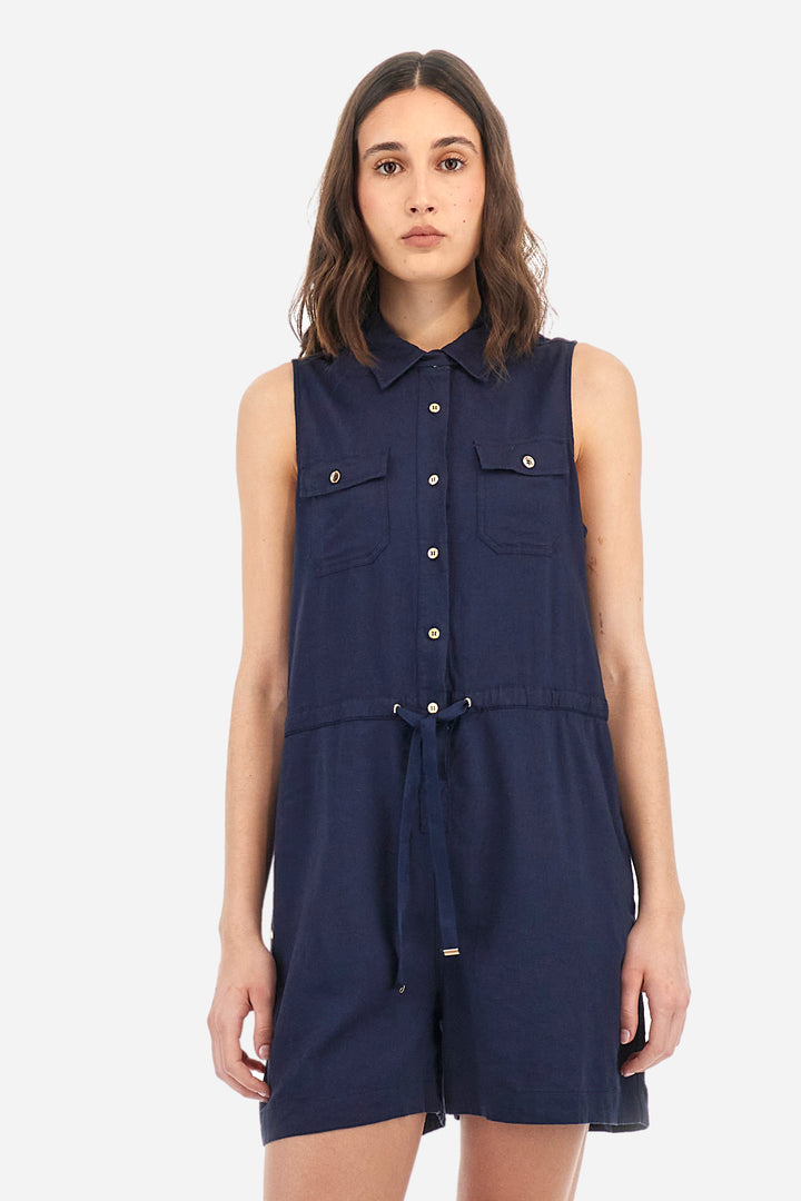 La Martina Regular Fit Sleeveless Viscose Jumpsuit - Alissa | Navy