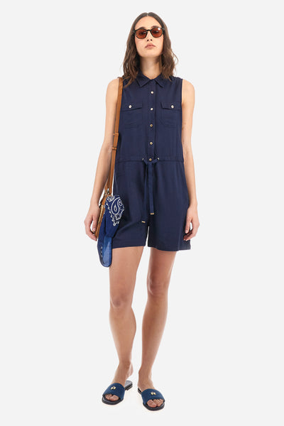 La Martina Regular Fit Sleeveless Viscose Jumpsuit - Alissa | Navy